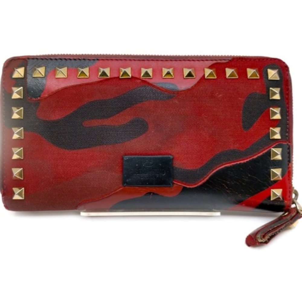Valentino Garavani Zippy Wallet  Red Canvas